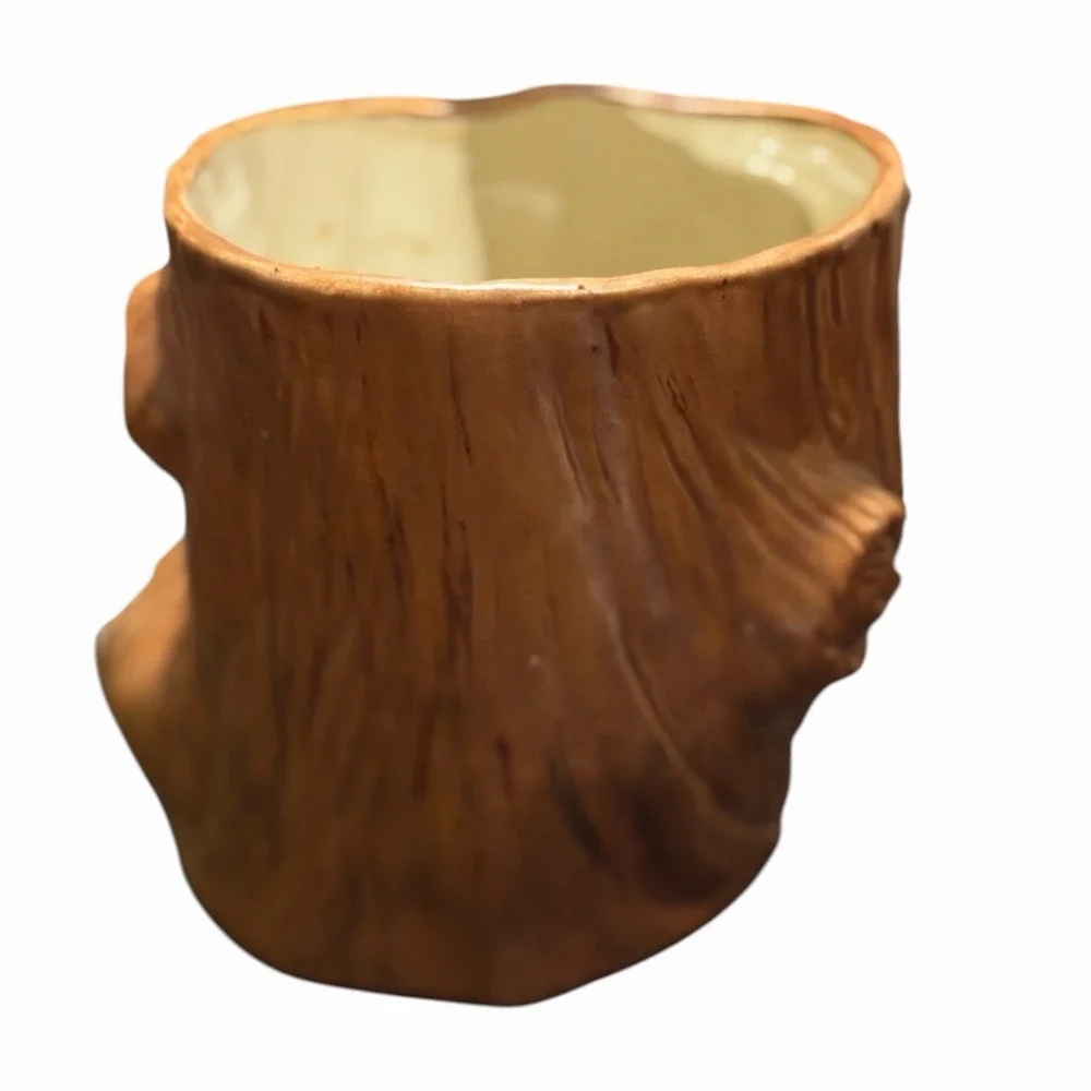 Vintage Koala Bear Planter Ceramic Tree Stump Cache Pot Kitschy Animal Decor
